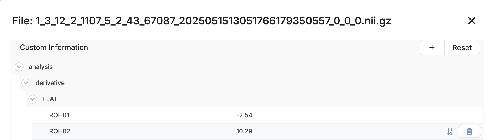 generic analysis derivative metadata