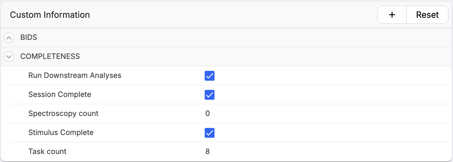 completeness metadata